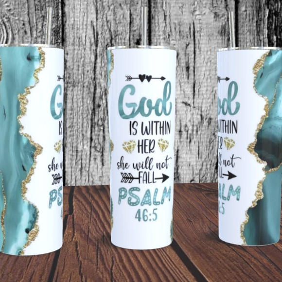 God Is Within Her she will not Fall Psalm 46:5 20 o Skinny Tumbler - Picture 1 of 5